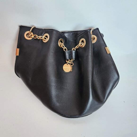 ADORABLE ALDO Mini Bucket Bag Black Gold Tone Key and Hardware - Picture 6 of 10